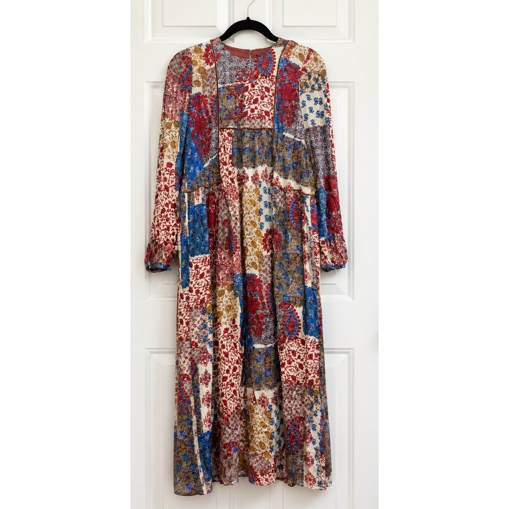 zara trafaluc boho dress | Dresses | Zara Patchwork Floral Paisley Midi Multi Color Cotton Small Boho chic